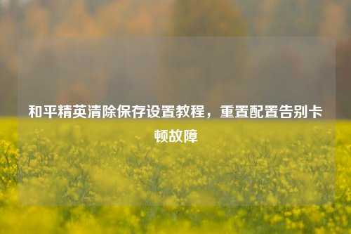 和平精英清除保存设置教程，重置配置告别卡顿故障