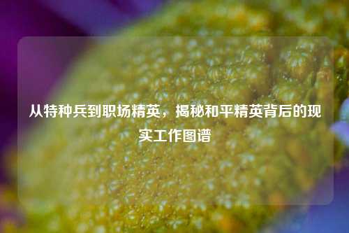 从特种兵到职场精英，揭秘和平精英背后的现实工作图谱