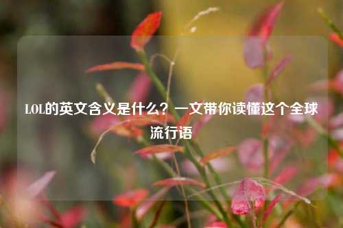 LOL的英文含义是什么？一文带你读懂这个全球流行语