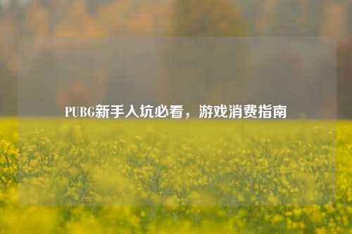 PUBG新手入坑必看，游戏消费指南