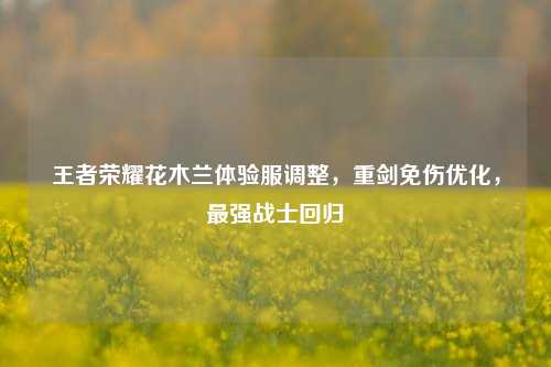 王者荣耀花木兰体验服调整,重剑免伤优化,最强战士回归
