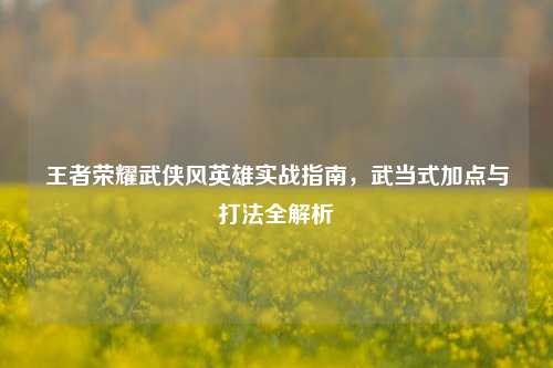 王者荣耀武侠风英雄实战指南，武当式加点与打法全解析