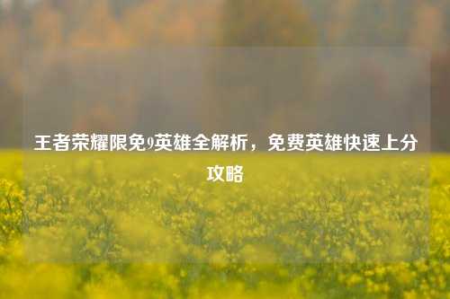 王者荣耀限免9英雄全解析，免费英雄快速上分攻略