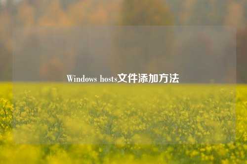 Windows hosts文件添加方法