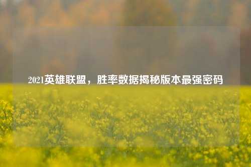 2021英雄联盟，胜率数据揭秘版本最强密码
