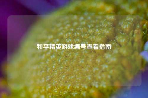 和平精英游戏编号查看指南