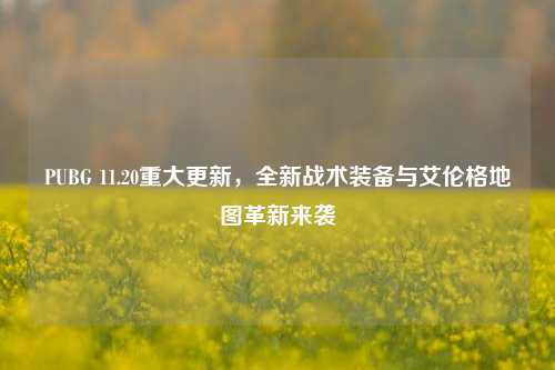 PUBG 11.20重大更新，全新战术装备与艾伦格地图革新来袭
