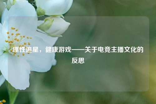 理性追星，健康游戏——关于电竞主播文化的反思