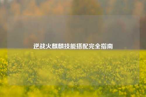 逆战火麒麟技能搭配完全指南