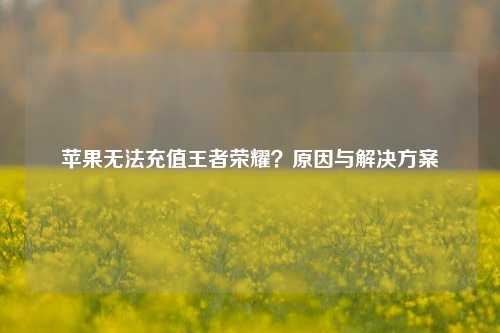 苹果无法充值王者荣耀?原因与解决方案