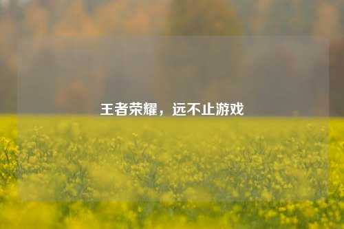 王者荣耀，远不止游戏