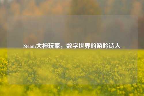 Steam大神玩家，数字世界的游吟诗人