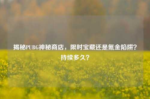 揭秘PUBG神秘商店，限时宝藏还是氪金陷阱？持续多久？