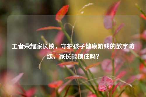 王者荣耀家长锁，守护孩子健康游戏的数字防线，家长能锁住吗？