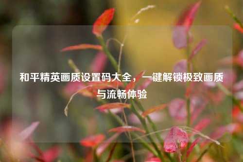 和平精英画质设置码大全,一键解锁极致画质与流畅体验
