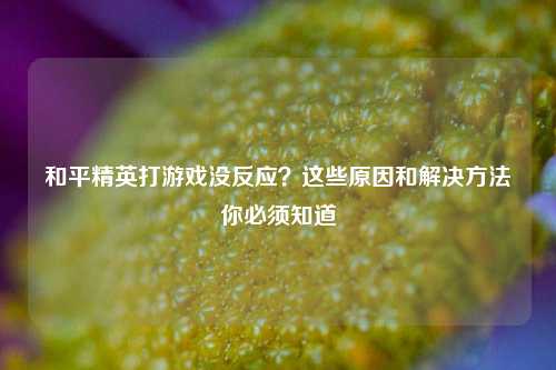 和平精英打游戏没反应?这些原因和解决方法你必须知道