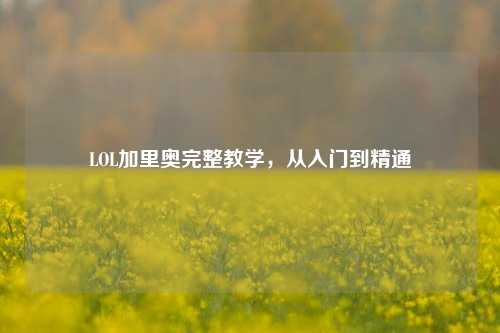 LOL加里奥完整教学,从入门到精通