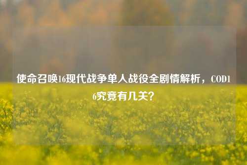 使命召唤16现代战争单人战役全剧情解析，COD16究竟有几关？