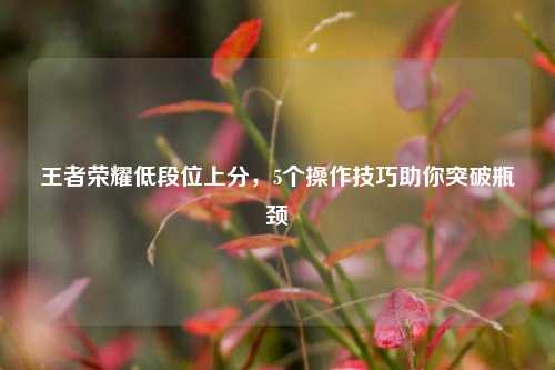 王者荣耀低段位上分,5个操作技巧助你突破瓶颈
