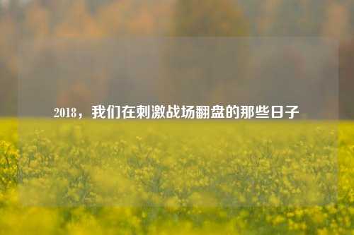 2018，我们在刺激战场翻盘的那些日子