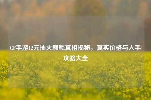 CF手游12元抽火麒麟真相揭秘，真实价格与入手攻略大全