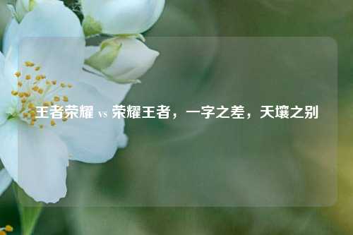 王者荣耀 vs 荣耀王者,一字之差,天壤之别