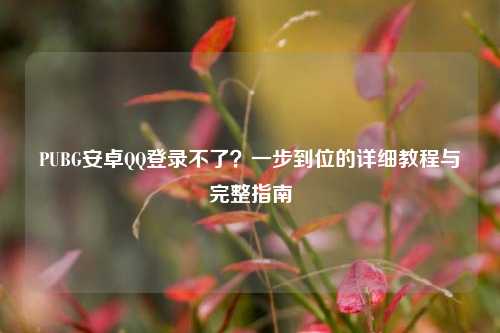 PUBG安卓QQ登录不了？一步到位的详细教程与完整指南
