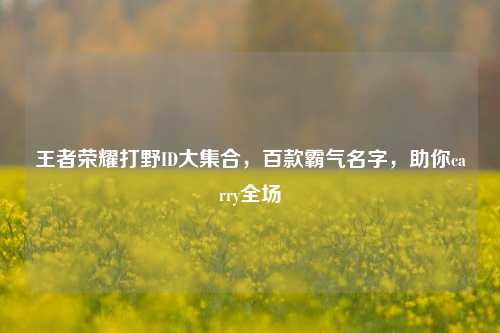 王者荣耀打野ID大集合，百款霸气名字，助你carry全场