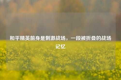 和平精英前身是刺激战场,一段被折叠的战场记忆