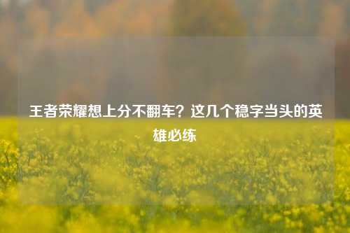 王者荣耀想上分不翻车?这几个稳字当头的英雄必练