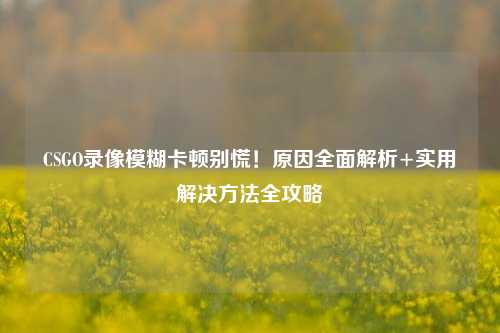 CSGO录像模糊卡顿别慌!原因全面解析+实用解决方法全攻略