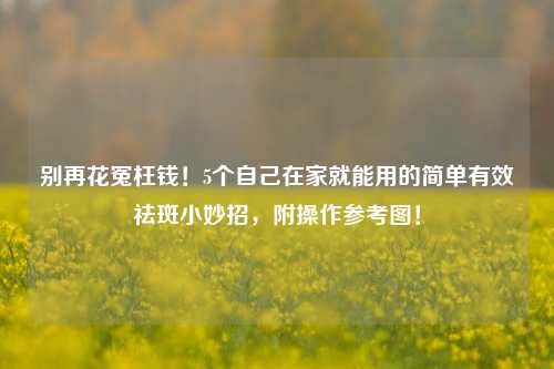 别再花冤枉钱!5个自己在家就能用的简单有效祛斑小妙招,附操作参考图!