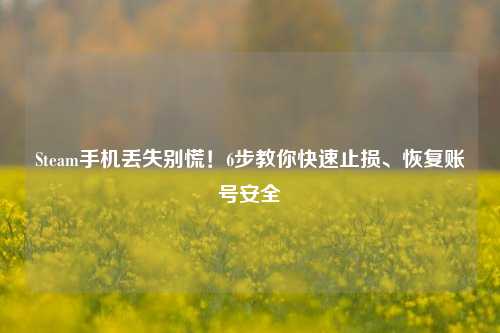 Steam手机丢失别慌!6步教你快速止损、恢复账号安全