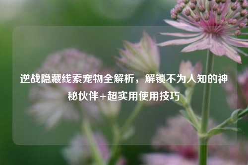 逆战隐藏线索宠物全解析,解锁不为人知的神秘伙伴+超实用使用技巧