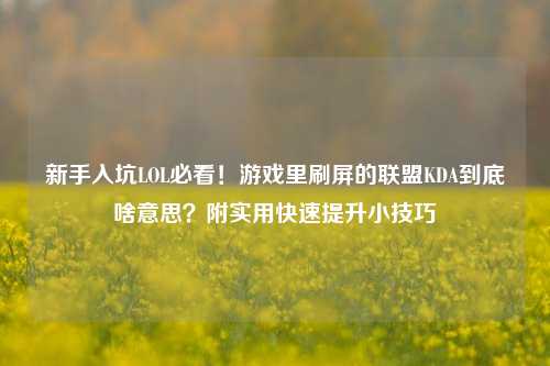 新手入坑LOL必看！游戏里刷屏的联盟KDA到底啥意思？附实用快速提升小技巧