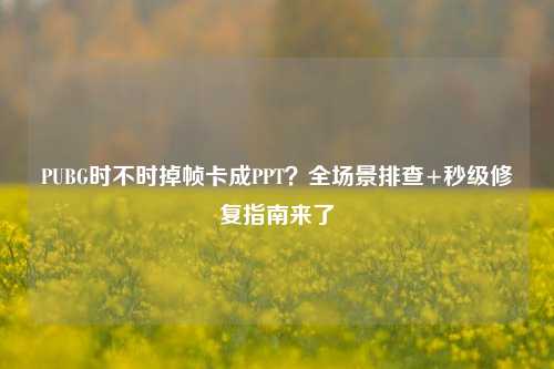 PUBG时不时掉帧卡成PPT？全场景排查+秒级修复指南来了