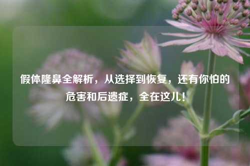 假体隆鼻全解析,从选择到恢复,还有你怕的危害和后遗症,全在这儿!