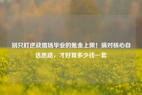 别只盯逆战猎场毕业的氪金上限!搞对核心自选思路,才好算多少钱一套