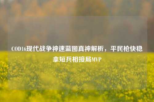 COD16现代战争神速蓝图真神解析,平民枪快稳拿短兵相接局MVP