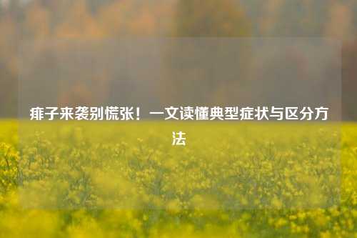 痱子来袭别慌张!一文读懂典型症状与区分方法