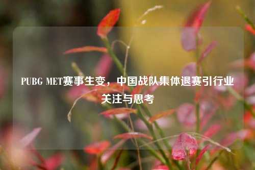 PUBG MET赛事生变,中国战队集体退赛引行业关注与思考