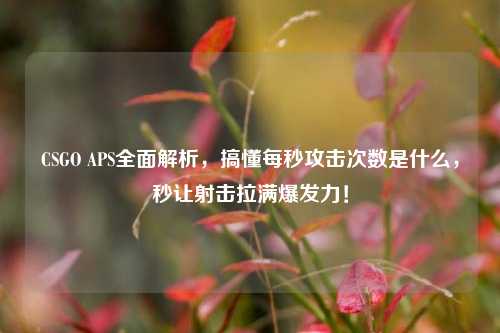 CSGO APS全面解析,搞懂每秒攻击次数是什么,秒让射击拉满爆发力!