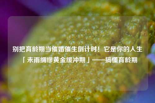别把育龄期当催婚催生倒计时!它是你的人生「未雨绸缪黄金缓冲期」——搞懂育龄期