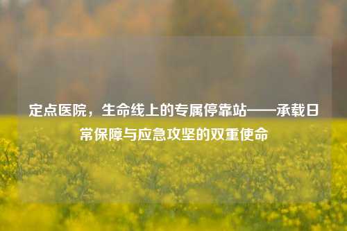 定点医院,生命线上的专属停靠站——承载日常保障与应急攻坚的双重使命