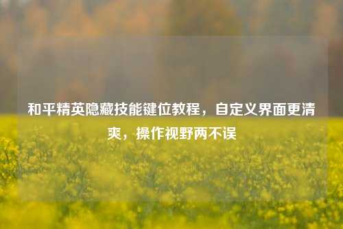和平精英隐藏技能键位教程,自定义界面更清爽,操作视野两不误