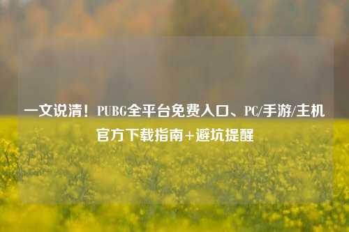 一文说清!PUBG全平台免费入口、PC/手游/主机官方下载指南+避坑提醒