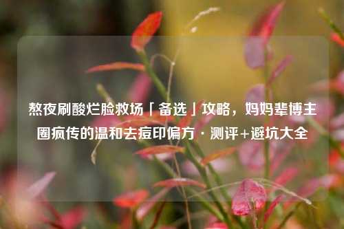 熬夜刷酸烂脸救场「备选」攻略,妈妈辈博主圈疯传的温和去痘印偏方·测评+避坑大全