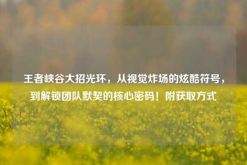 王者峡谷大招光环,从视觉炸场的炫酷符号,到解锁团队默契的核心密码!附获取方式