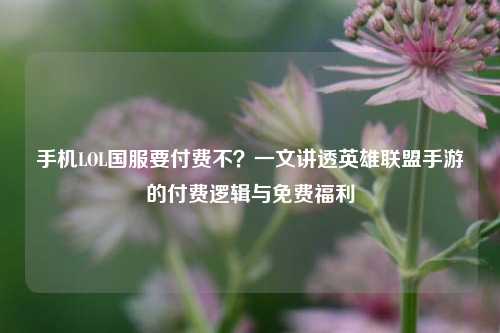 手机LOL国服要付费不？一文讲透英雄联盟手游的付费逻辑与免费福利