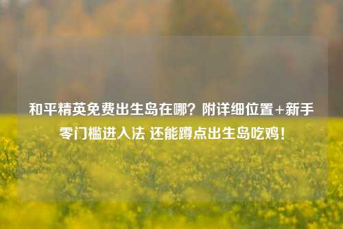 和平精英免费出生岛在哪?附详细位置+新手零门槛进入法 还能蹲点出生岛吃鸡!
